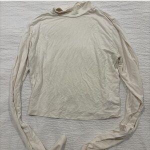 Aeropostale Cream Long Sleeve Mock Neck Tee